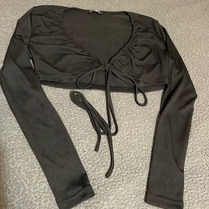 SHEIN Black Tie Crop Top